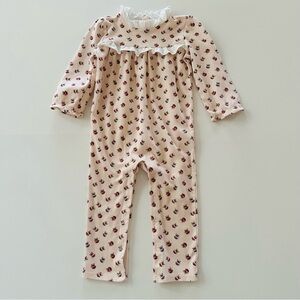 Janie and Jack 18-24 Months Baby Girl Pink Floral Ruffle Romper Jumpsuit